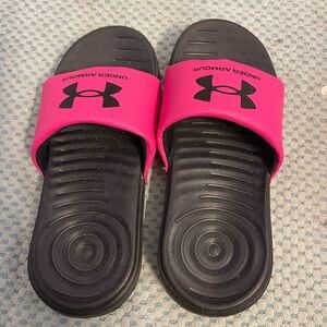 Toddler Under Armor slides. Pink. Size 12. Like new!